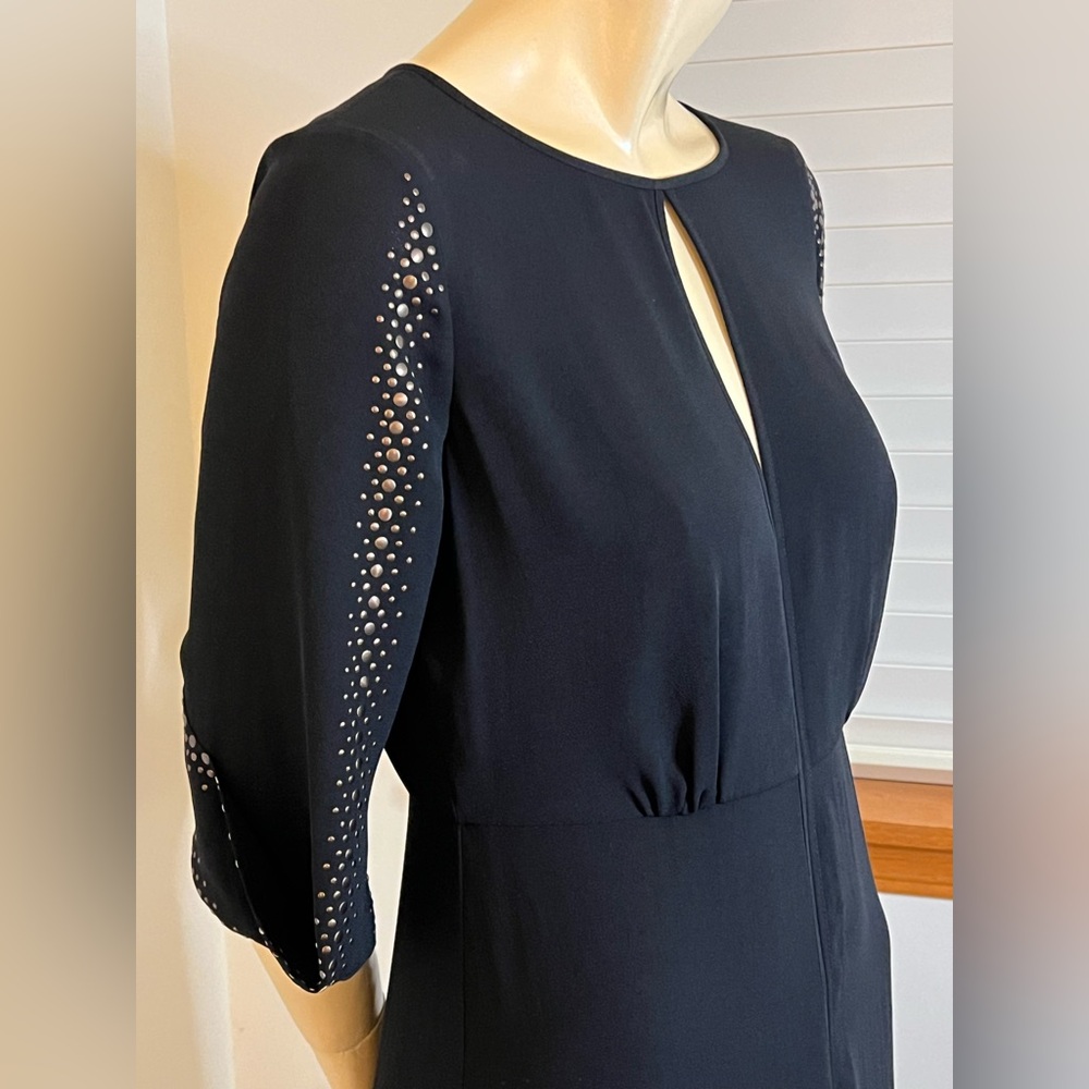 ❤️BCBGMaxAzria Elegant Black Dress with Studded Sleeves